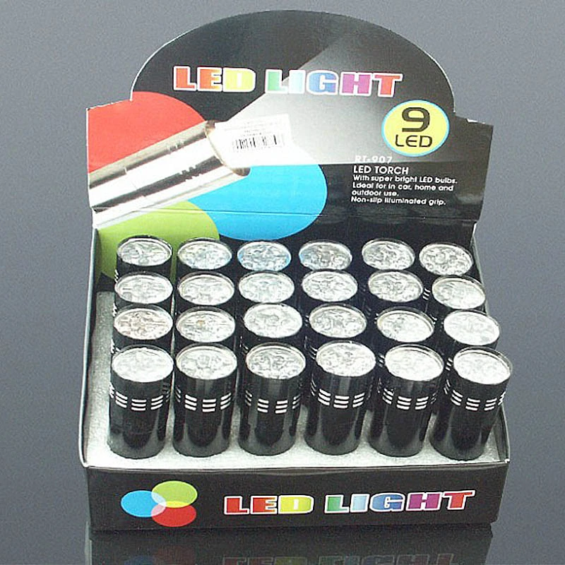 LED baterka 9 LED čierna