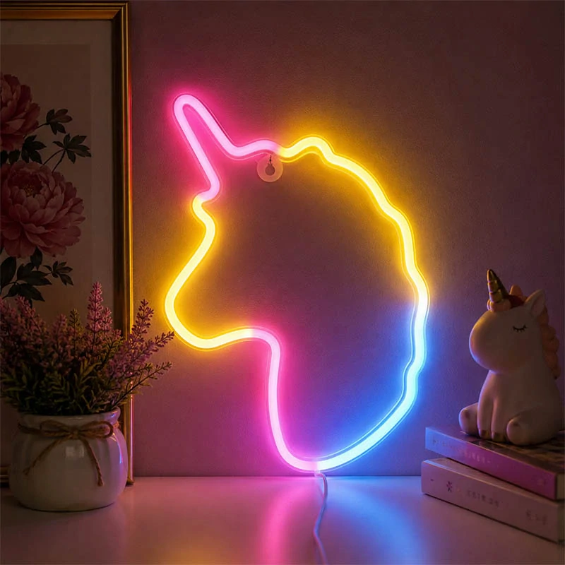 LED neónová lampa Jednorožec