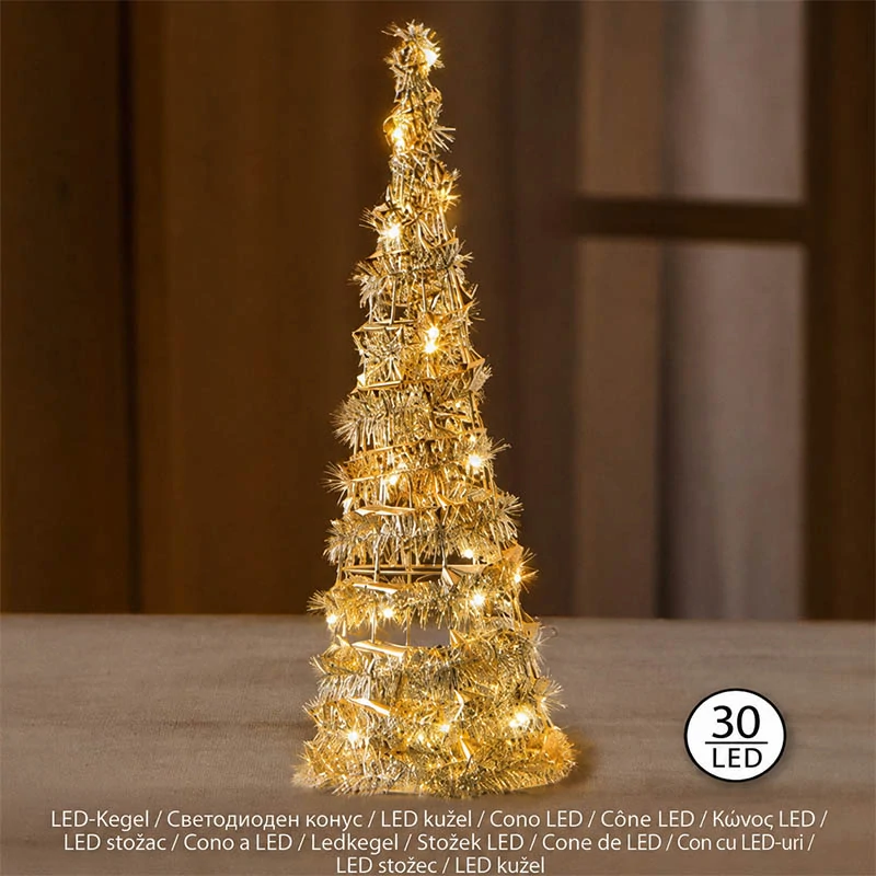 Strieborný LED stromček 45 cm