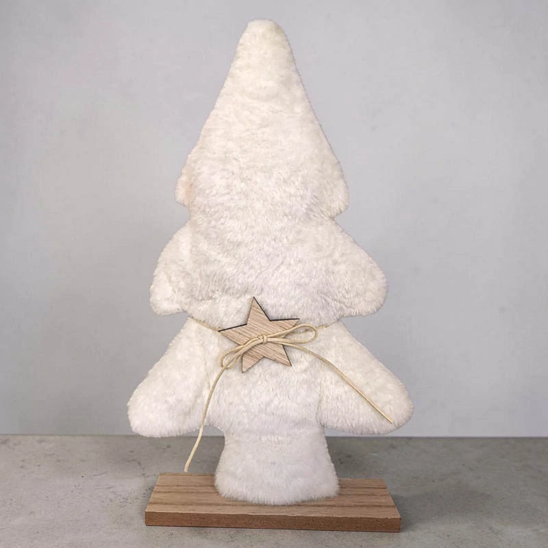 Vianočný dekoratívny stromček z jemnej kožušiny 38 cm biely