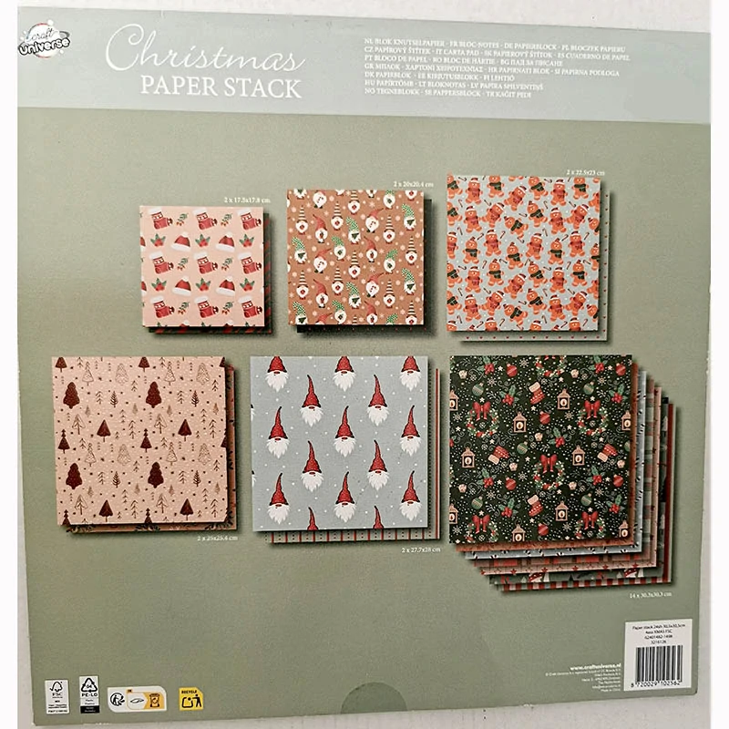 Vianočný papierový blok Christmas Paper Stack – 24 hárkov s vianočnými motívmi 30,5 × 30,5 cm
