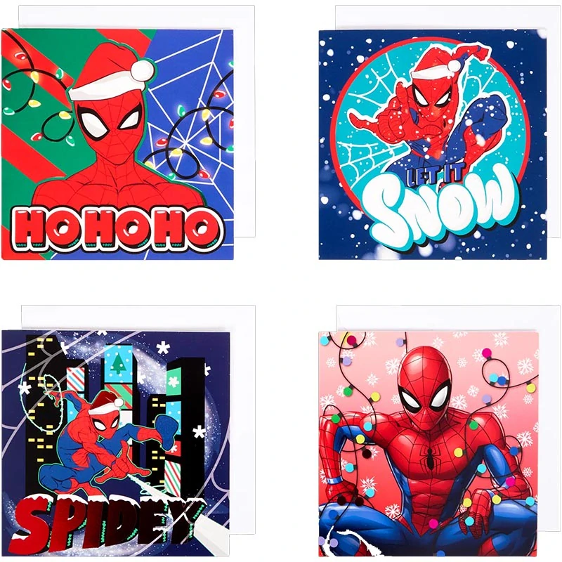 Marvel Spider-Man vianočné pohľadnice s obálkami – 8 ks