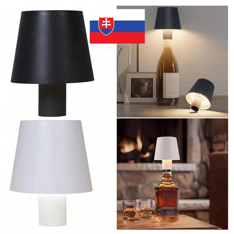 LED lampa na fľašu biela – bezdrôtové tienidlo s USB nabíjaním, 3 farby svetla, IP44