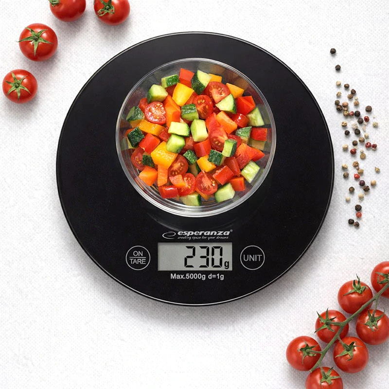 Okrúhla digitálna kuchynská váha Esperanza MANGO Black do 5 kg
