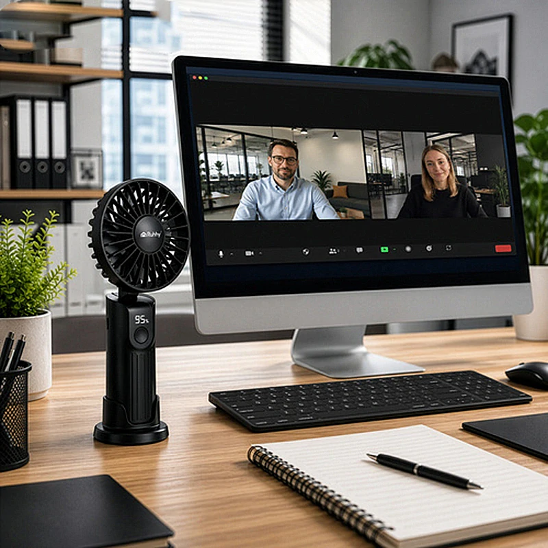 Mini ručný ventilátor čierny s USB-C nabíjaním
