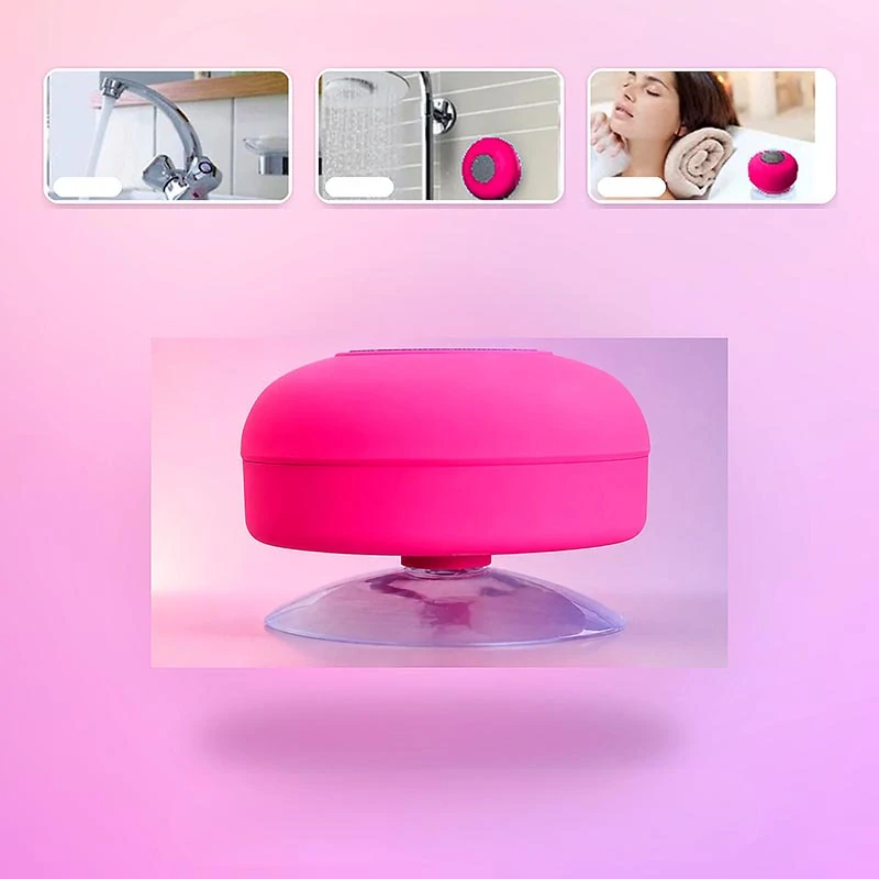 Ružový mini Bluetooth reproduktor s prísavkou IPX4