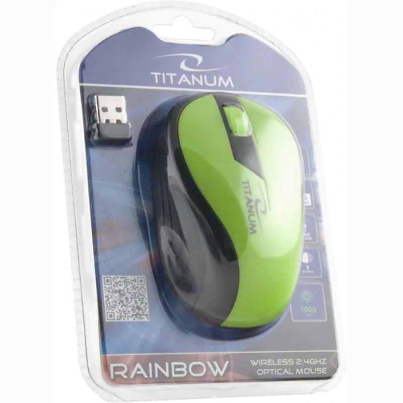 Bezdrôtová optická myš Titanum Rainbow zelená