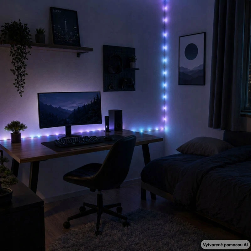 RGB LED svetelná reťaz 5 m USB s diaľkovým ovládaním, aplikáciou a Music Sync