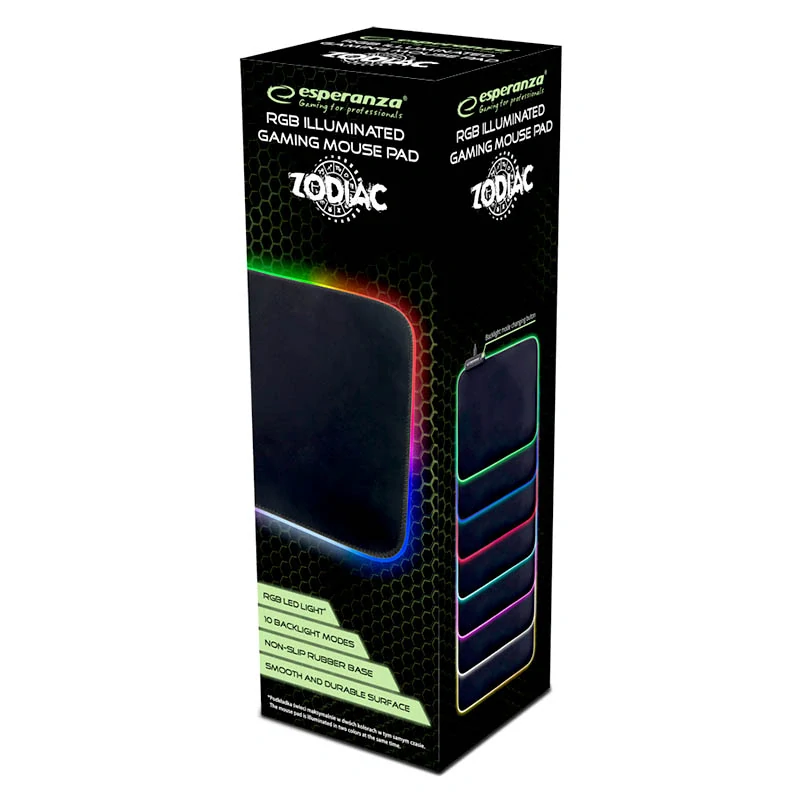 Podsvietená herná podložka s 10 RGB režimami, protišmykovou základňou a USB napájaním
