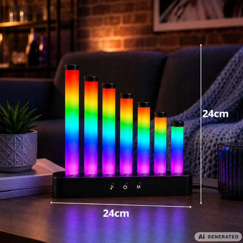 Dekoratívna RGB LED lampa Equalizer s Music Sync, aplikáciou a ovládačom