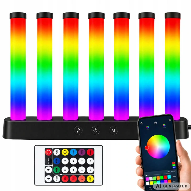Hudobná RGB LED lampa Equalizer so 7 svetelnými stĺpcami