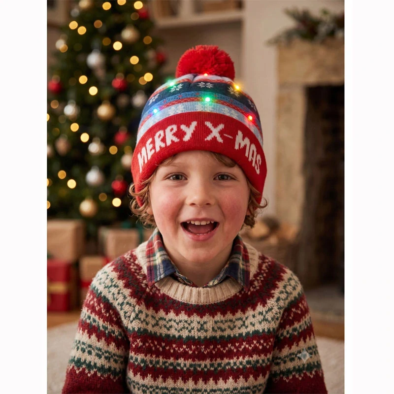 Vianočná zimná čiapka s LED svetielkami Merry X-Mas – univerzálna veľkosť
