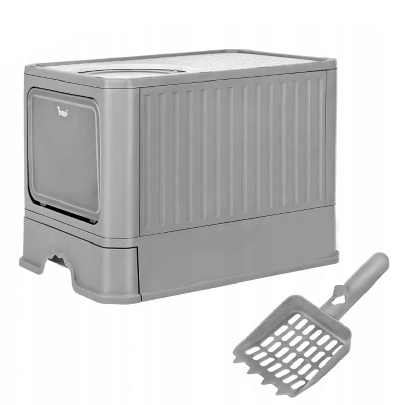 Box na podstielku pre mačky 50 × 36 × 38 cm s výsuvnou zásuvkou a lopatkou
