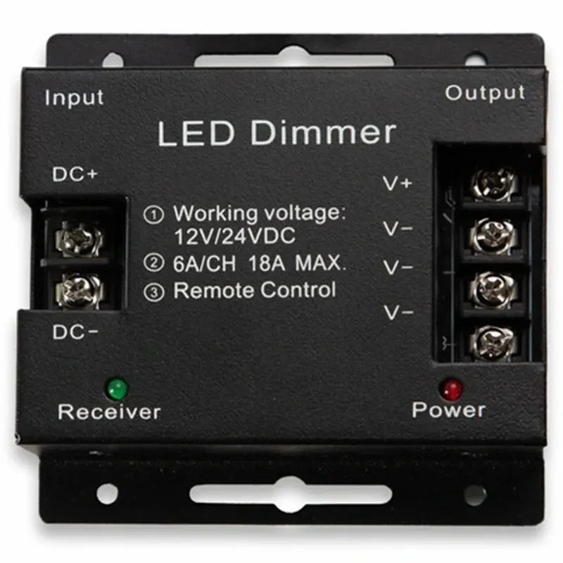 Stmievač na jednofarebné LED pásy 12 V / 24 V s RF ovládačom