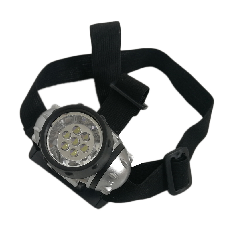 LED čelovka so 7 diódami – čierna/sivá, vodeodolná