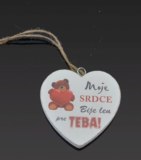 Tabuľka drevená srdce 7cm Moje srdce bije len pre teba