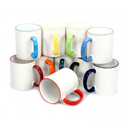 Hrnček 330ml s farebnou rúčkou s vlastnou potlačou
