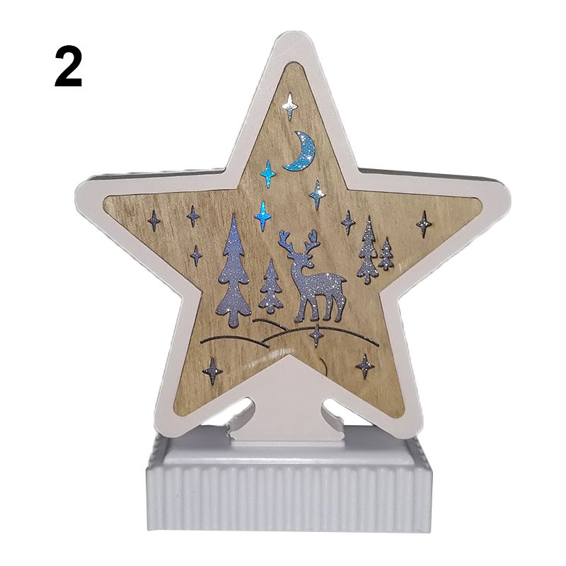 Drevená hviezda svietiaca 19cm
