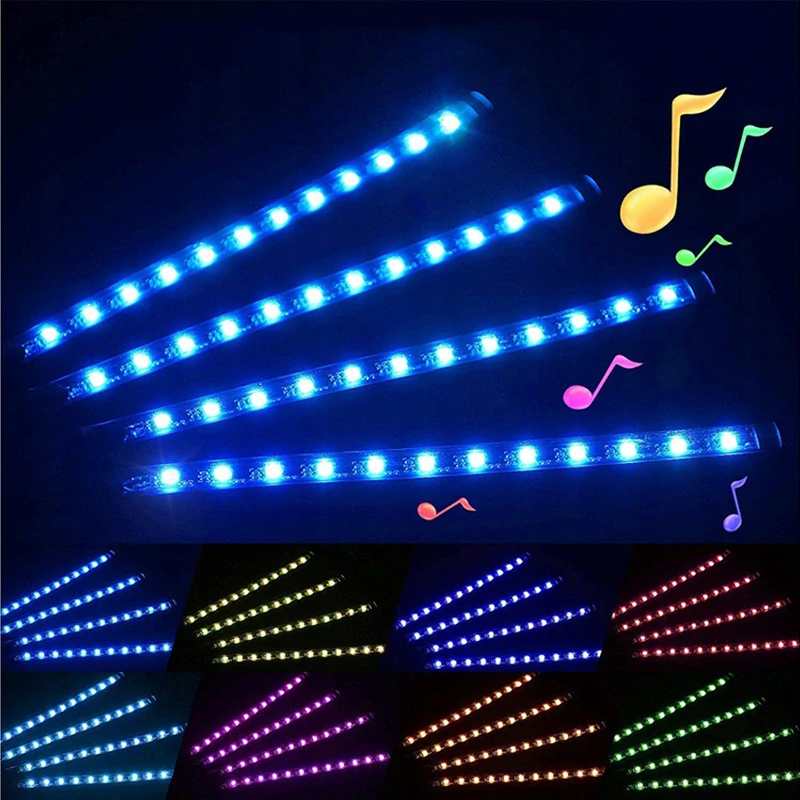 LED Osvetlenie interiéru auta 12V s diaľkovým ovládaním