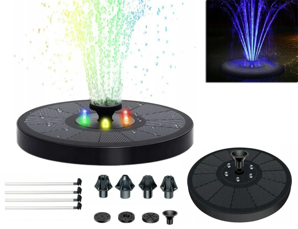 Solárna fontána s čerpadlom a svetlom RGB