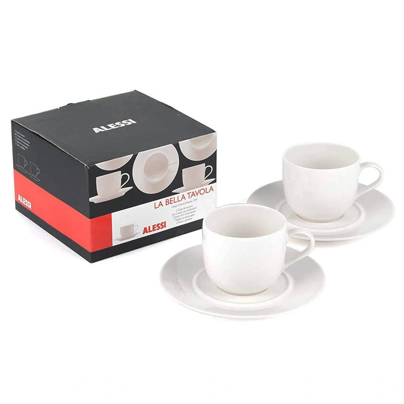 Porcelánové šálky s tanierikmi Alessi La Bella Tavola 2 ks 180 ml
