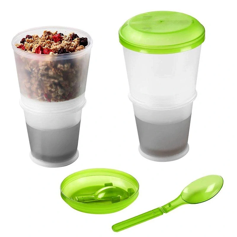 Hrnček na müsli To Go 16 cm zelený s lyžičkou