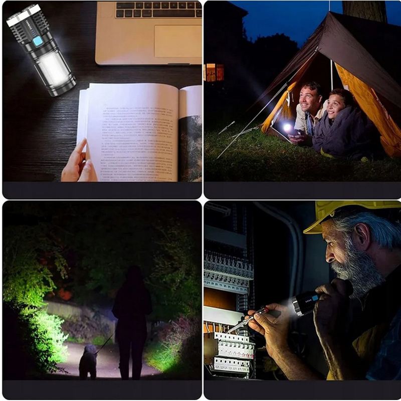 Taktická vojenská baterka 5LED COB USB
