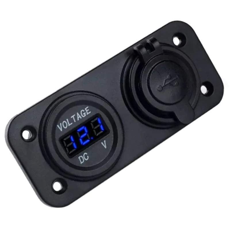 Montážny zapaľovač vodeodolný 12V s dvomi USB portami a vstavaným voltmetrom 3,1A