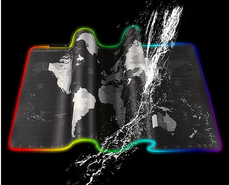 Hráčska podložka pod myš Mapa 90x40cm s RGB podsvietením