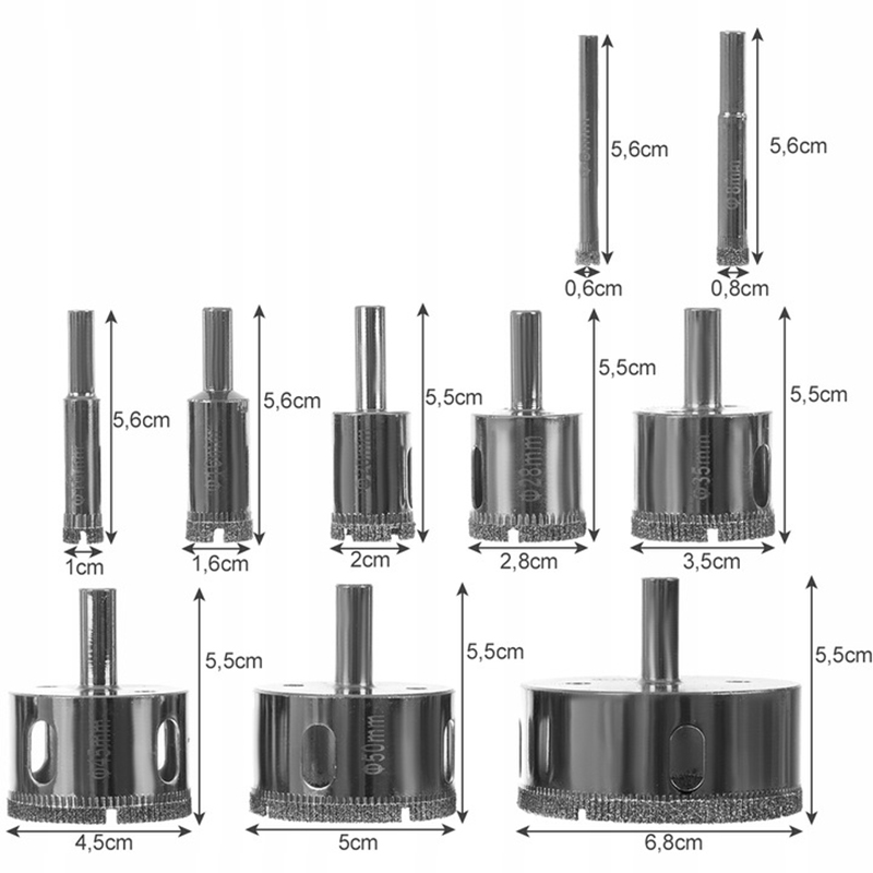 Sada diamantových vykružovačov 6-68mm 10ks