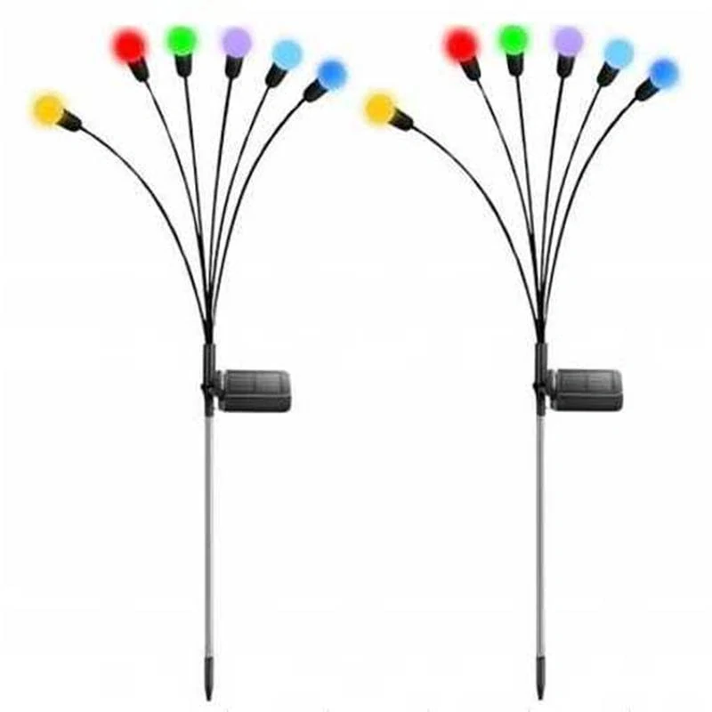 Sada 2ks solárnych záhradných lámp RGB 6LED 70cm so súmrakovým senzorom