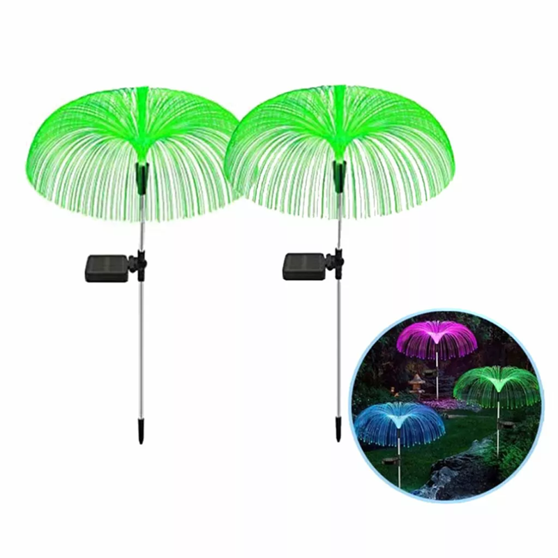 Medúza - Sada 2ks solárnych záhradných lámp RGB 6LED 80cm