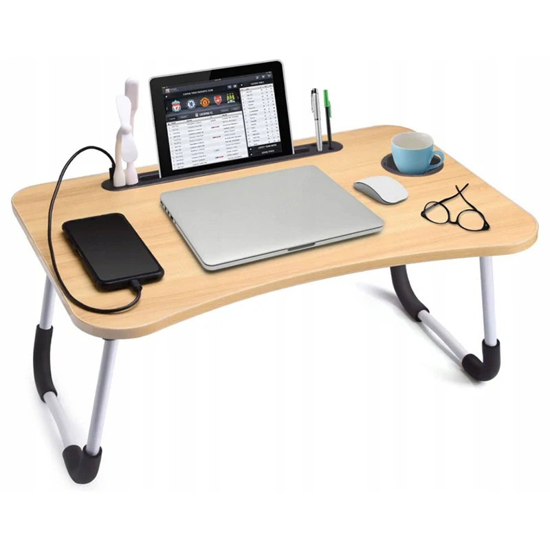Skladací stolík na notebook 40 × 60 cm – hnedý