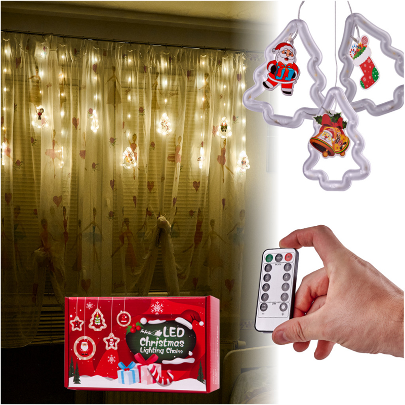 LED svetelný záves s obrázkami Stromčeky USB 3m s diaľkovým ovládaním