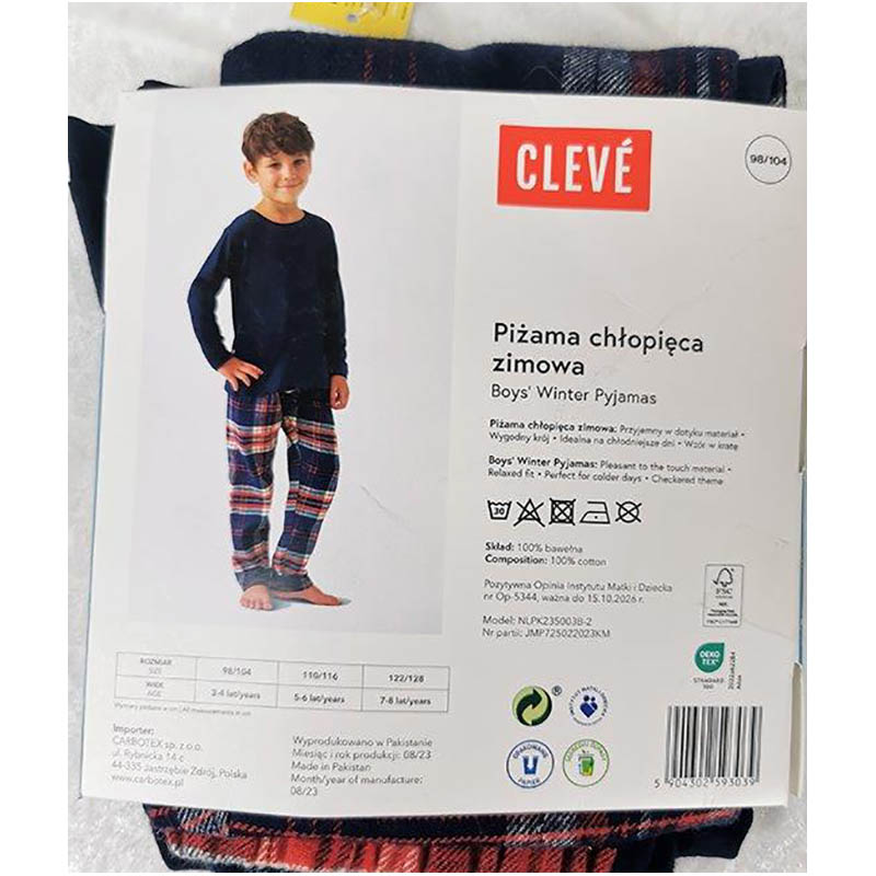 CLEVÉ - Pyžamo zimné chlapčenské modré 122/128