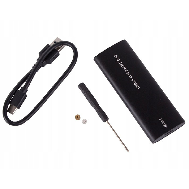 Puzdro pre M.2 SSD NGFF disk USB čierne