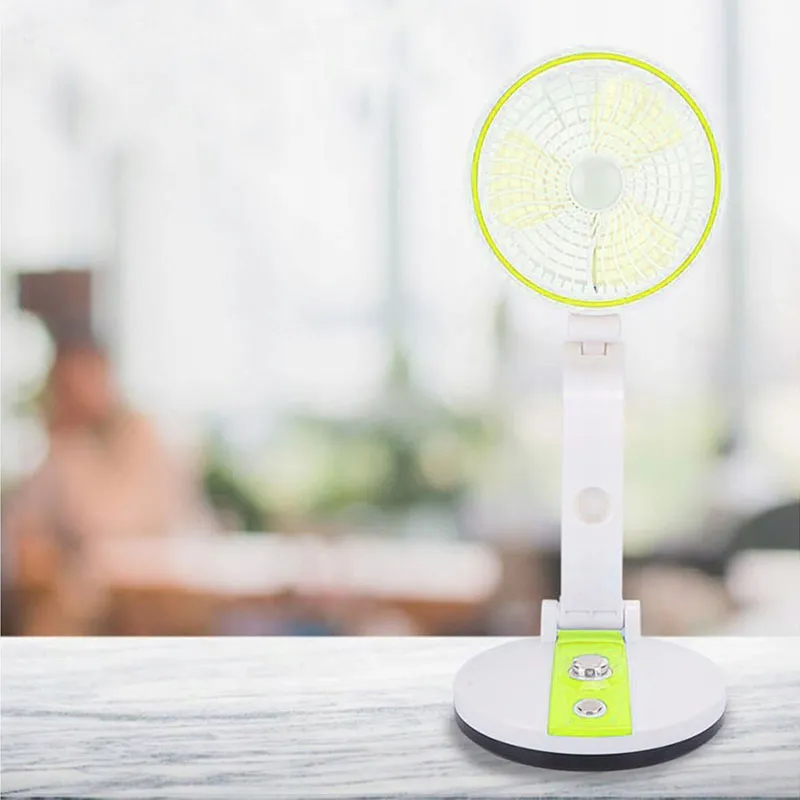 Bezdrôtový skladací ventilátor s LED lampou zelený
