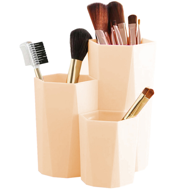 Stojan na kozmetické štetce a makeup ružový