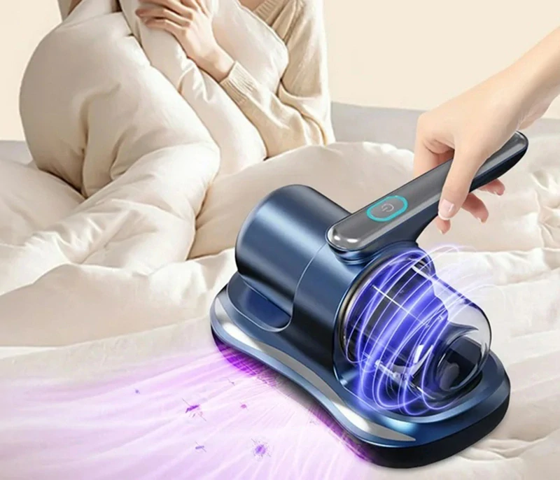 Ručný vysávač na roztoče bezvreckový s UV lampou modrý