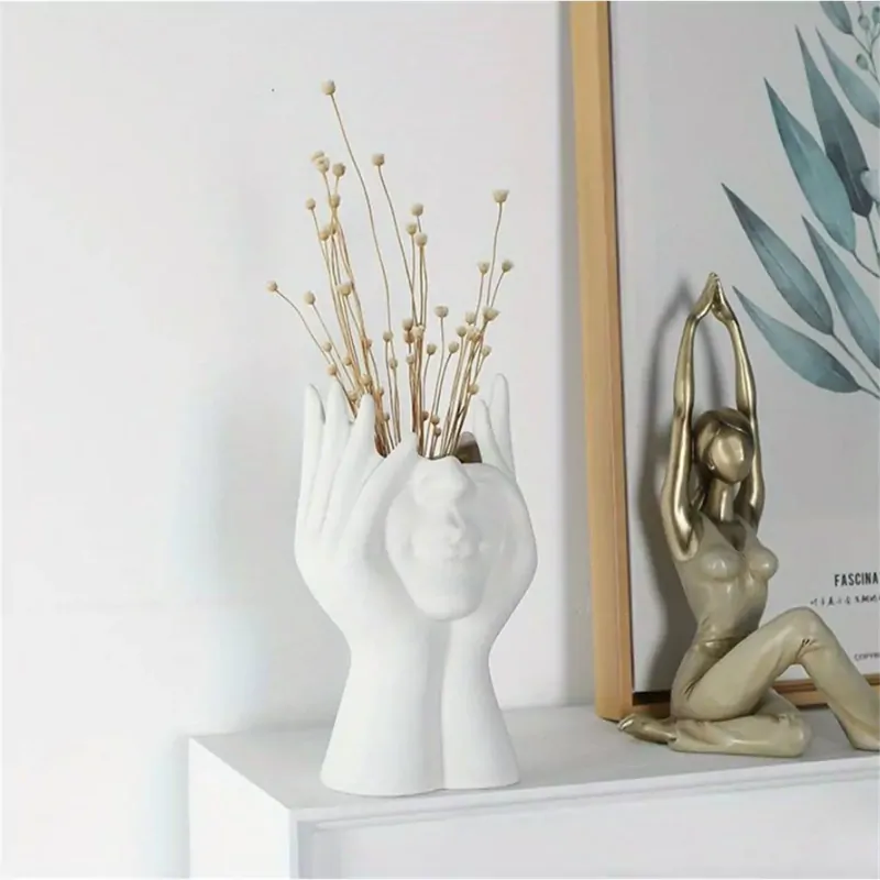 Kvetináč v tvare tváre biely 18cm