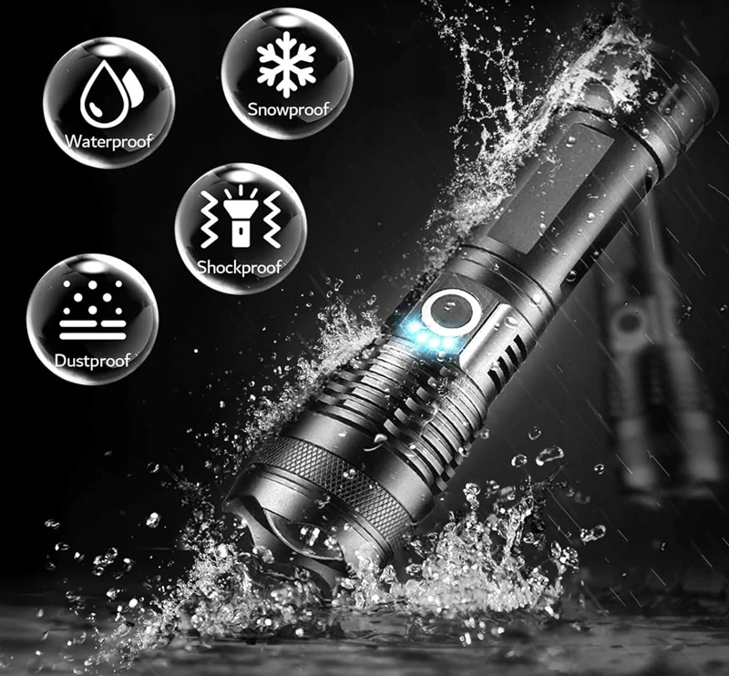 LED baterka XHP90 nabíjateľná s zoomom