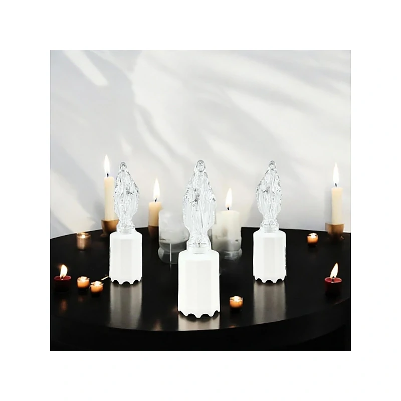 Mária - Sviečka LED na batérie 16,5 cm - zimný biely