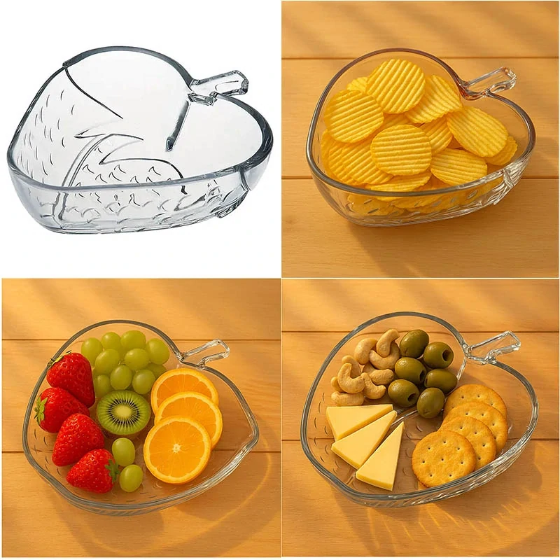 Sklenená miska v tvare jahody – 19 × 19 × 4,1 cm