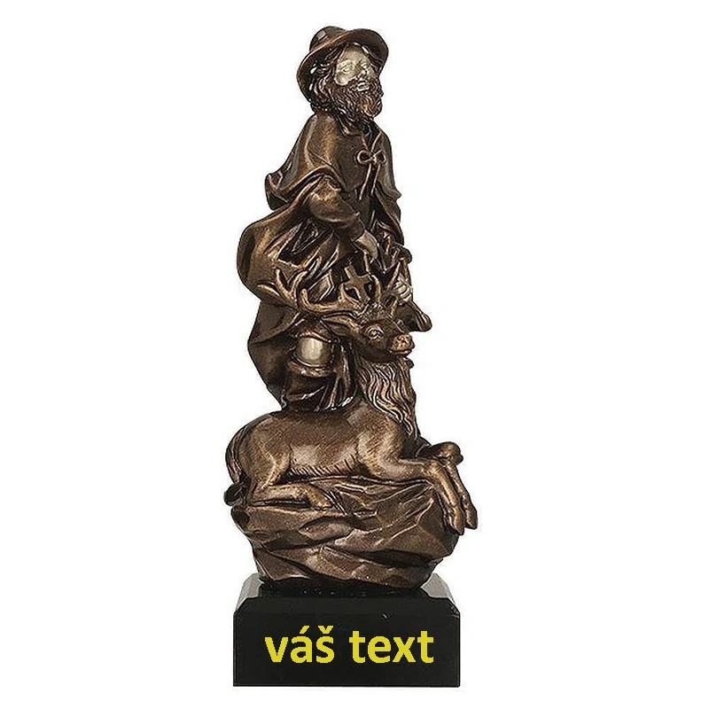 Svätý Hubert s jeleňom - Víťazná trofej pre poľovníka s vlastným textom: 23 cm