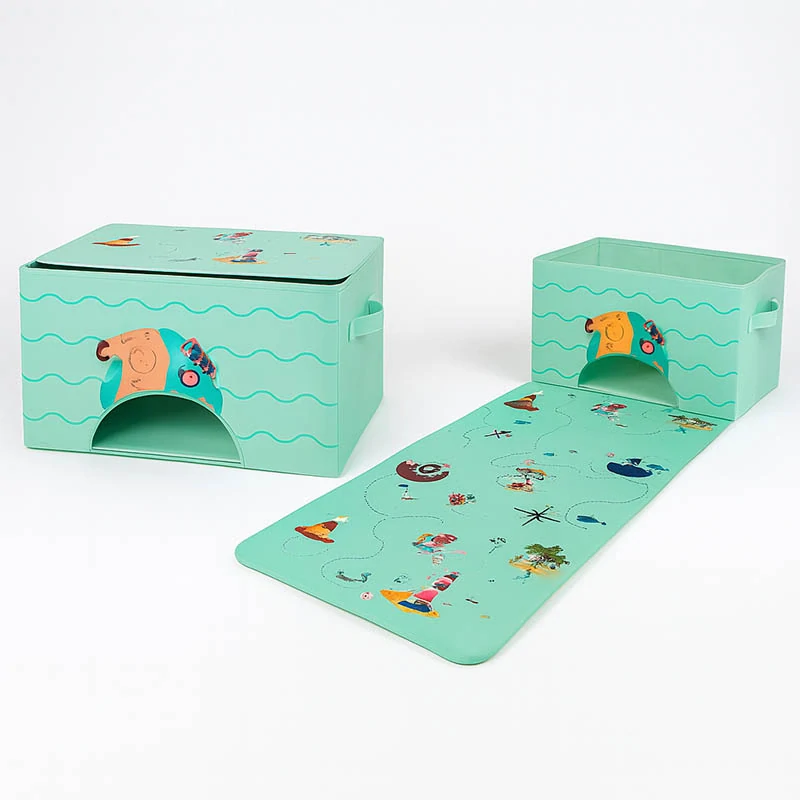 Detský úložný box s hracou podložkou 39 × 24 × 97,5 cm – zelený 