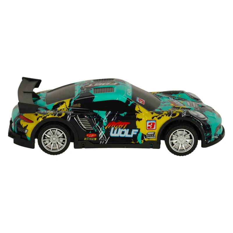 RC športové auto modro-zelené s akumulátorom a svetelnými efektmi