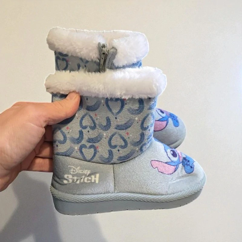 Stitch - Detské topánky s kožušinkou modré