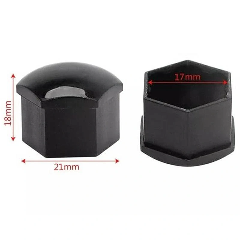 Ochranné krytky na skrutky kolies 17 mm čierne 20 ks