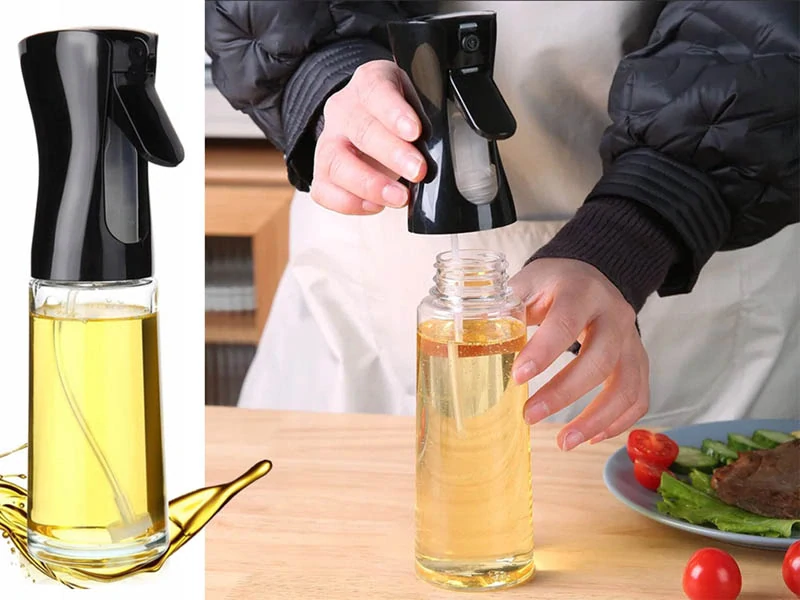 Sklenený rozprašovač na olej, ocot a omáčky 200ml čierny