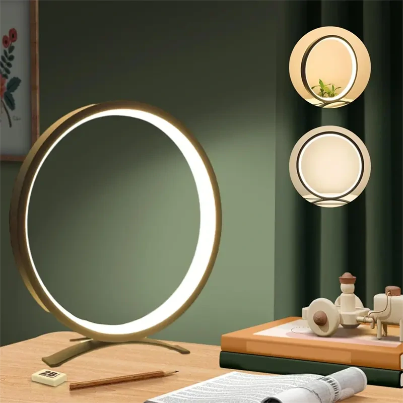 Moderná okrúhla stolová LED lampa čierna